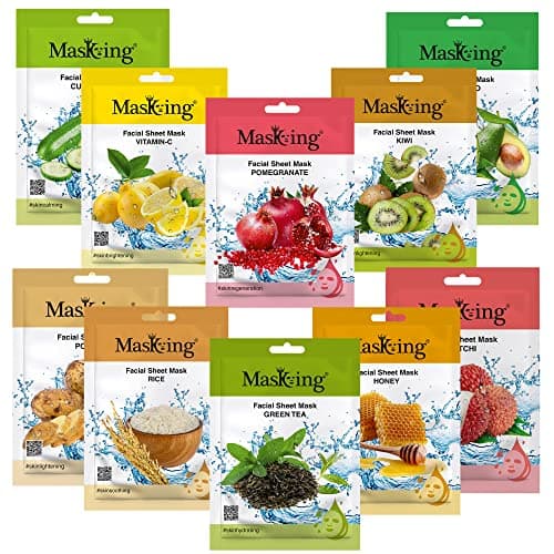 Masking Beauty Facial Sheet Mask for Glowing skin | Natural Sheet Mask | Face sheet Mask for Women Combo Pack of 10