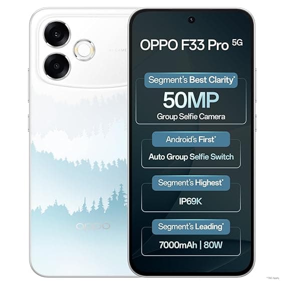 Oppo F33 Pro 5G Smartphone (8GB RAM, 128GB Storage, Misty Forest) |50MP Ultrawide Selfie Camera|7000 mAh Long Battery Life | 80W Fast Charging-with No Cost EMI/Bank Offers