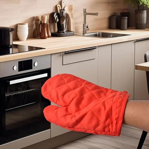 Premium Cotton Heat Resistant Oven Gloves for Kitchen Baking, Cooking & BBQ | Quilted Insulated Oven Mitt | High Temperature Protection 2