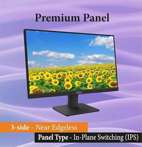 Lenovo ThinkVision S22-4e | 21.5" (60.45cm) FHD IPS 100Hz Ultraslim Monitor | 4ms, 99% sRGB, 16.7Mn Colors, 1x HDMI 1.4, 1x VGA,TUV Eye Comfort, Low Blue Light| Tilt | Black 2