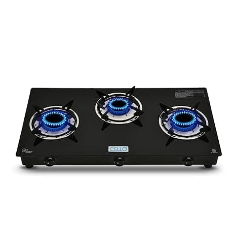 Cello Regal (3B) Premium Open Brass 3 Burner Gas Cooktop, 1 Year Manufacturer's Warranty. (Regal-(3B)