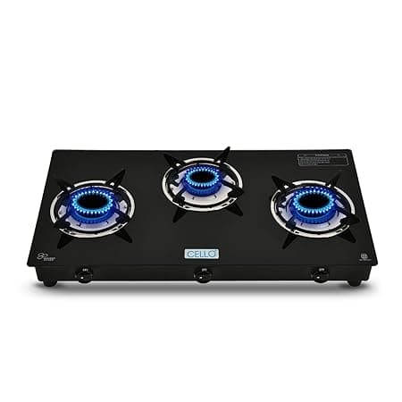 Cello Regal (3B) Premium Open Brass 3 Burner Gas Cooktop, 1 Year Manufacturer's Warranty. (Regal-(3B)