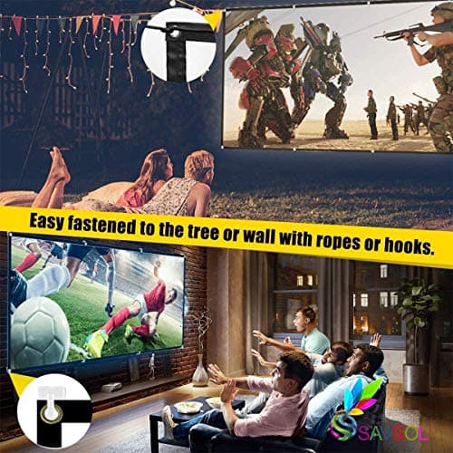Savsol® 2023 Upgraded Projector Screen, Eyelet Screen (7 ft. (W) x 5 ft. (H) - 100" Inch) Diagonal Anti-Crease Projection Screen for Home Theater 4:03 Aspect Ratio 5