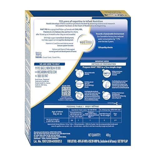 Nestlé NAN PRO 4 Follow-Up Formula Powder After 18 months, Up to 24 months, Stage 4, 400g Pouch in Box 2