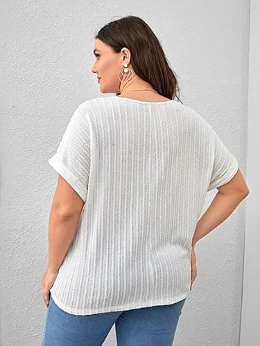 Zilcon Womens Dressy Casual Business Work Tops Summer Half Sleeve Boat Neck Jacquared Top for Women Formal, Casual, Office, Date, Outing, Party Tops (in, Alpha, S, Regular, White) 2