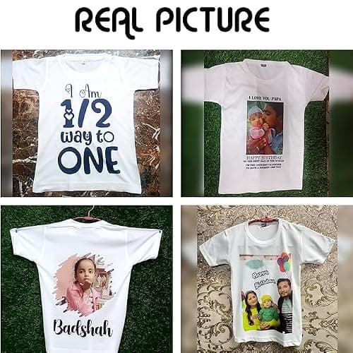 Print Gift Personalized/Customized Print (फ़ोटो प्रिंट) Round Neck T-Shirt, Colour- White| Material- Polyester, Kids and Adults T-Shirts for Boys, Girls, Men, Women (12-18 Months) 3