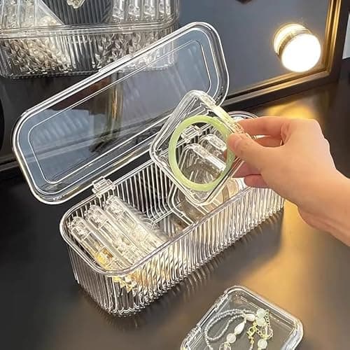 Xmart India Acrylic Jewelry Organizer Box Set Transparent Storage Organiser with 10 Small Containers & Lids,Box for Earrings, Rings, Necklace, Bracelet, Watch & Accessories for Women & Girls 5