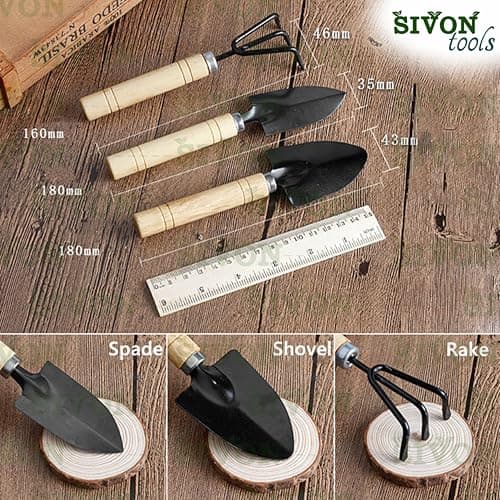 SIVON Gardening Tools Kit-4 Pcs (Cultivator, Small Trowel, Big Trowel,Flower Seeds Packet)|Mini Gardening Tools | Home Gardening Tool Set 4