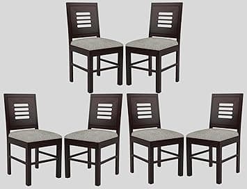 Sheesham Wooden 6 Dining Chair Set for Living Room | Solid Wood Study Chair for Living Room | Office Chair for Home & Office | Rosewood Chair Set (Set of 6, Walnut B)