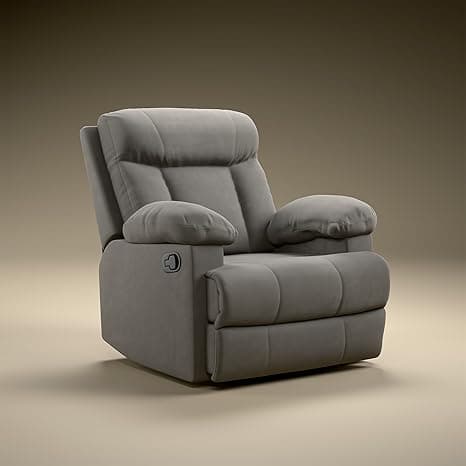 Green Soul Cloud | Single Seater Manual Recliner Sofa | Ultra Soft Suede Fabric | Recline & Relax (R1) | Oversized Leg Rest & Cushioned Lumbar (Grey)