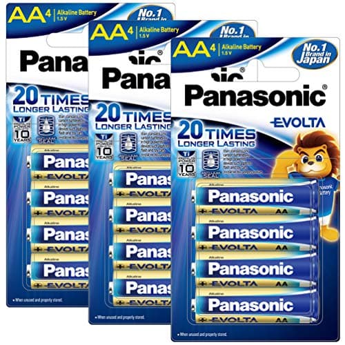 Panasonic Evolta AA Alkaline 1.5V Battery, Pack of 12, 20 Times Longer Lasting Than Standard zinc Carbon Batteries,Anti-Leak Seal,Protects Power for up to 10 Years