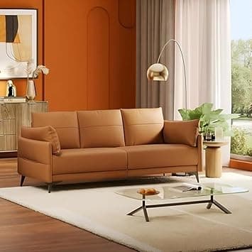 Modern Contemperory Leather Sofa Set Perfect for Living Room Bedroom Guests Home & Office (Brown, 3 Seater)