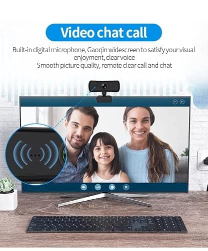 AUSHA® Webcam with Microphone, HD 2K Web Camera for Laptop Computer PC Desktop, Web Cam with External Privacy Cover for Video Calling,Conferencing, Gaming (Executive Webcam) 4
