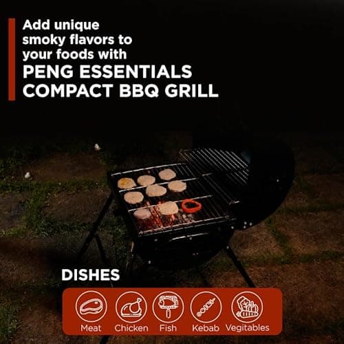 Peng Essentials Compact Barbecue Grill for Home - Barrel Style Charcoal BBQ - Easy to Assemble,A Well-Built Stand,Even Heat Distribution 5