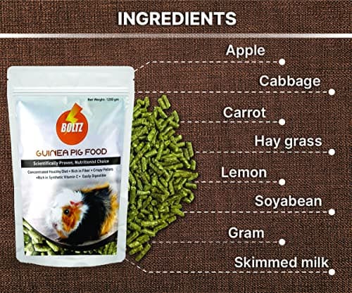 BOLTZ Guinea Pellet Pig Food For All Life Stages, Nutritionist Choice (ISO 9001 Certified), Medium, 1200 G, Vegetable 5