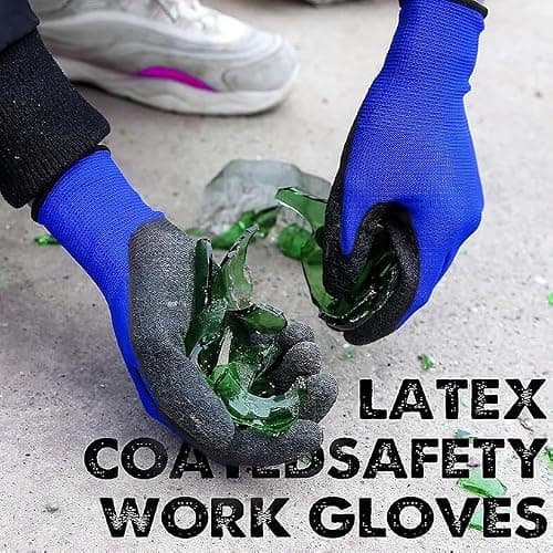 7Shield 5Pair Nylon Knitted Latex Rubber Coated Safety Hand Protection Working Gloves For Anti Cut Heat & Fire Resistant Industrial Gloves For Men Women (PACK OF 10Gloves) (blue black-5pair) 5