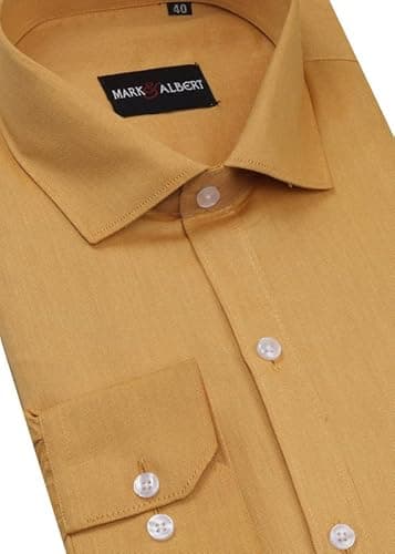 MARK & ALBERT Men's Slim Fit Cotton Formal Shirt Yellow 3