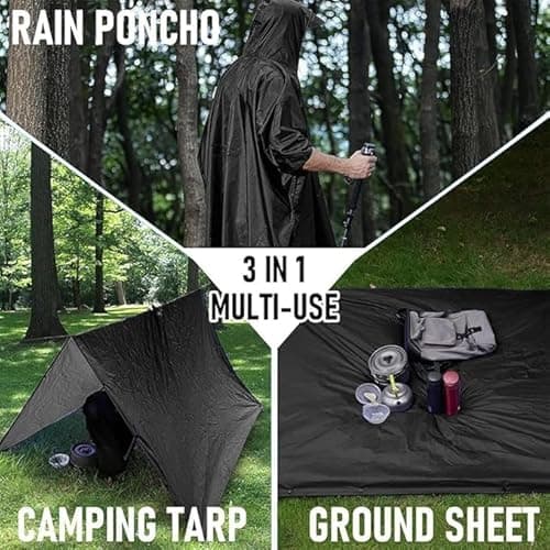 AUGEN Unisex Outdoor Rain Poncho for Adult, Multi Use, Waterproof, Lightweight, Reusable & Packable, One Size Fits Most (IN, Alpha, Free Size, Blue) 2