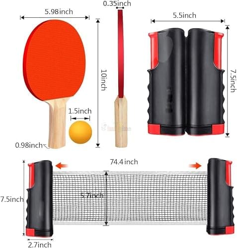 Toy Imagine Table Tennis Set – Retractable Table Tennis Net, 2 Premium Rackets, 6 Ping Pong Balls (Orange x 6), and Carry Bag – Portable Indoor & Outdoor Ping Pong Game for All Ages 2