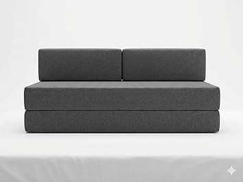 Foldable 2 Seater Foldable Sofa Bed Floor Couch & Sleeping Mattress for Living Room/Dorm | Dark Grey | 72x48