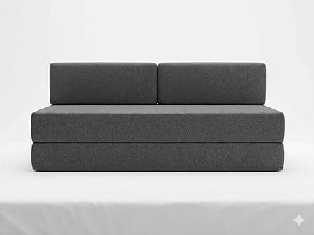 Foldable 2 Seater Foldable Sofa Bed Floor Couch & Sleeping Mattress for Living Room/Dorm | Dark Grey | 72x48