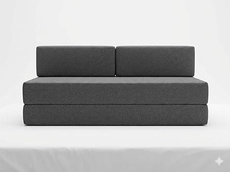 Foldable 2 Seater Foldable Sofa Bed Floor Couch & Sleeping Mattress for Living Room/Dorm | Dark Grey | 72x48