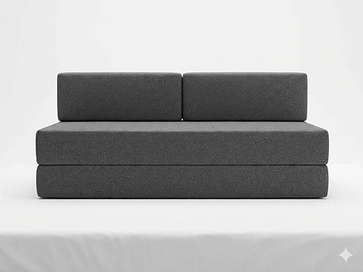 Foldable 2 Seater Foldable Sofa Bed Floor Couch & Sleeping Mattress for Living Room/Dorm | Dark Grey | 72x48