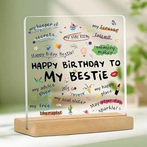 Bs amor Best Friend Birthday Gift Acrylic Plaque Incredible Gifts India Personalized Wooden Happy Birthday Frame For Him and Her Women 5x4 inch