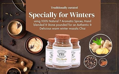 Tea Tops India Winter Chai Masala | Premium Blend curated for Winter Season using 7 Hand-picked Spices from Idukki, Kerala | Blended & Stone pounded to retain Natural oils for a Warm Winter Masala Cha 3