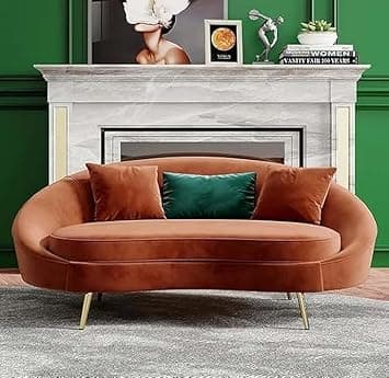 Modern 3 Seater Sofa Comfortable Or Classified Designe For Living Room Bedroom Or Office (Orange) (Orange D) Wood