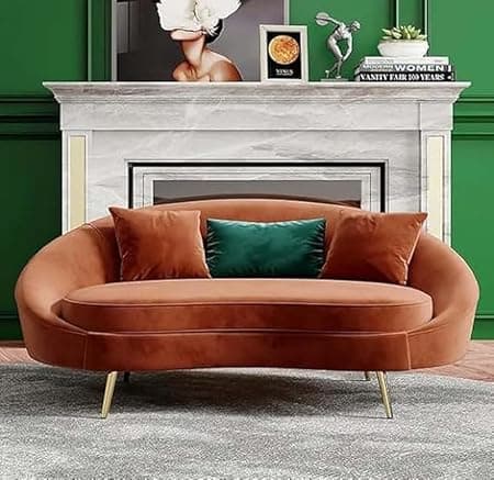 Modern 3 Seater Sofa Comfortable Or Classified Designe For Living Room Bedroom Or Office (Orange) (Orange D) Wood
