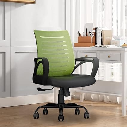 CELLBELL Desire C104 Mesh Mid Back Chair | Ergonomic Office, Study, Revolving, Computer Chair for Work from Home Heavy Duty Metal Base, Seat Height Adjustable (Pistachio Green)
