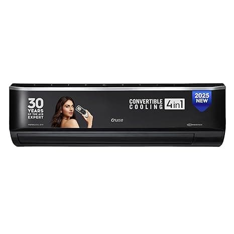Cruise Limited Edition 1.5 Ton 3 Star Black Inverter Split AC (5200W, Copper, Heavy Duty, 4-in-1 Convertible Cooling, 4-Way Swing, PM 2.5 Filter, Anti-Rust Tech, CWCVBL-VP3F183BL, Piano Black)