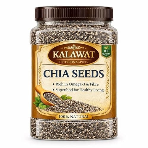 Kalawat Chia Seeds 1kg | Raw, Non‑GMO Superfood | Rich in Omega‑3, Fiber & Protein | Gluten‑Free Premium Jar Pack