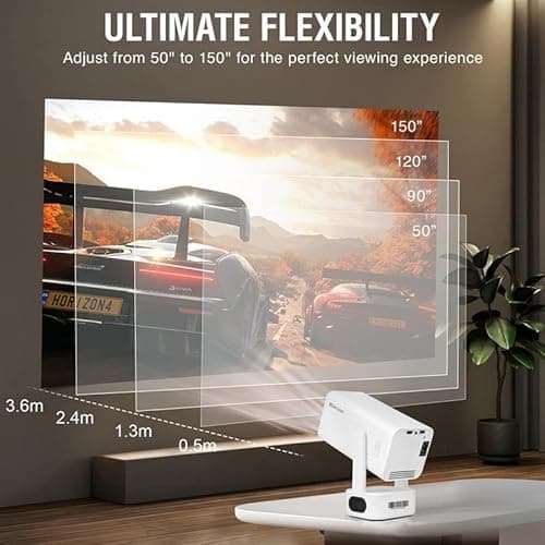 XElectron Techno Plus Android 13 Smart Projector 4k Ultra HD, Bass Speaker, Auto Focus, Auto & 4D Keystone, Rotatable Design with Netflix, Prime, etc, WiFi 6 & BT, Screen Mirroring, 1080P Native 4