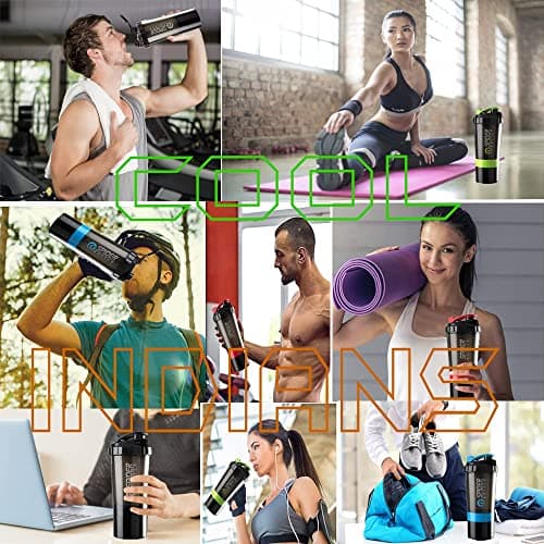COOL INDIANS Promotion Protein Shaker Bottle with 2 Extra Compartment Jars, Water Shaker Bottle with Storage for Energy Powder Protein Nutrition Shaker Bottle for Gym Come with Compartment 5