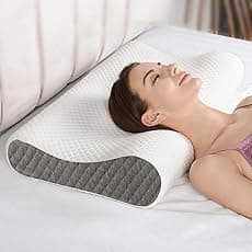 CareFoam Memory Foam Pillow, Contour Cervical Orthopedic Memory Foam Pillows Supports Neck Pain and Shoulder Pain for Sleeping, Ergonomic Cervical Pillow Neck Support Pillow for Side Back