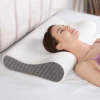 CareFoam Memory Foam Pillow, Contour Cervical Orthopedic Memory Foam Pillows Supports Neck Pain and Shoulder Pain for Sleeping, Ergonomic Cervical Pillow Neck Support Pillow for Side Back
