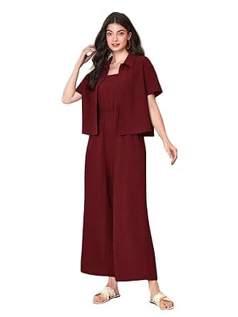 TOPLOT Women's Jumpsuit Co-ord Set | Soft Breathable Feel | Comfortable Fit with Easy Movement | Stylish One-Piece Outfit Design | Perfect for Casual & Travel (5225)