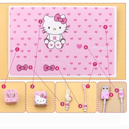 J'TTON 8-in-1 Spiral USB and Earphone Cable Protectors Winder, Sticker, Clips, Organizer Clip (Pink) 4