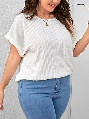 Zilcon Womens Dressy Casual Business Work Tops Summer Half Sleeve Boat Neck Jacquared Top for Women Formal, Casual, Office, Date, Outing, Party Tops (in, Alpha, S, Regular, White) 3