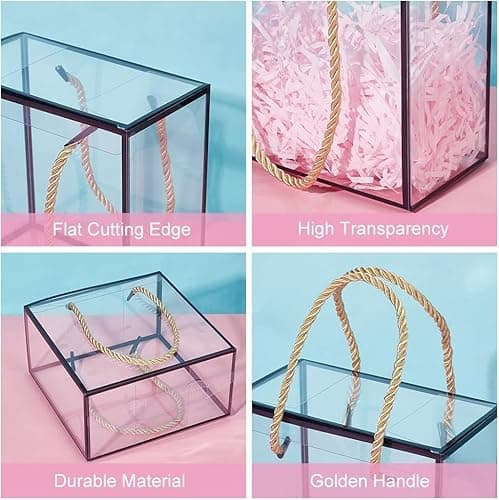SATYAM KRAFT 6 Pcs Transparent Gift Goodie Boxes Packaging Hamper Boxes for Wedding Return Gifts Valentine Gifting item for Him Her, Birthday Celebration, Engagement, Anniversary (Black, 20 cm) 4
