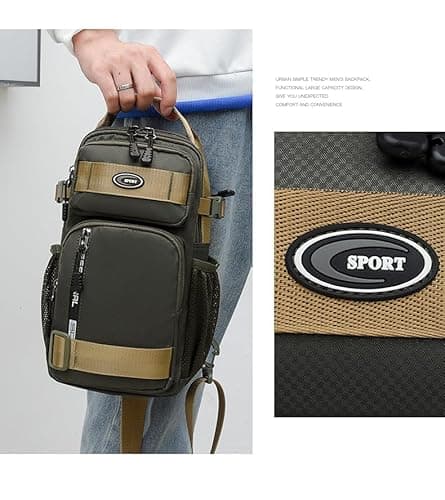 Spiffy Slim Waterproof Polyester Crossbody Sling Bag, Anti-Theft Chest Backpack for Men & Women, College Bag, Shoulder Travel Backpack for Outdoor Work, Handbag 5