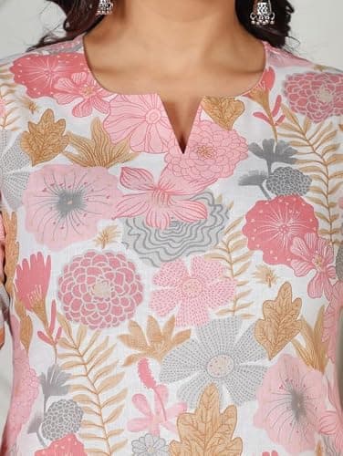 Aramya Soft Cotton Pink Straight Floral Print Kurta for Women (TP8827T-XL) 4