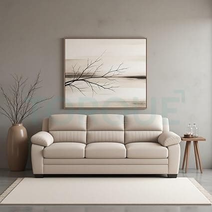 Torque - Jett Luxurious Fabric 3 Seater Sofa for Living Room (Beige) | Wooden 3 Seater Sofa Set Couch for Bedroom Hall | 1 Year Warranty
