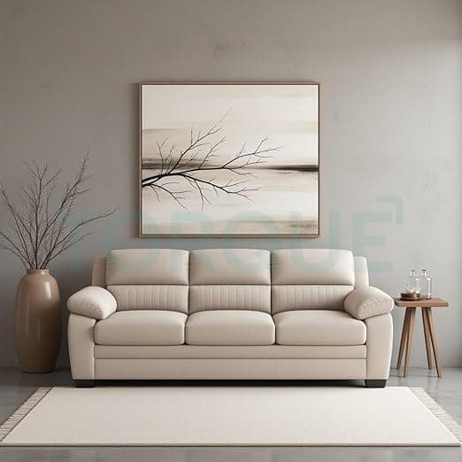 Torque - Jett Luxurious Fabric 3 Seater Sofa for Living Room (Beige) | Wooden 3 Seater Sofa Set Couch for Bedroom Hall | 1 Year Warranty