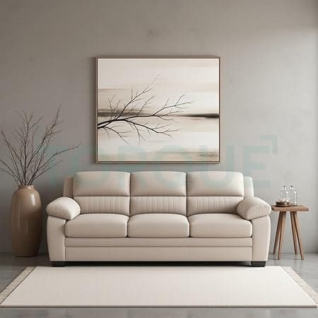 Torque - Jett Luxurious Fabric 3 Seater Sofa for Living Room (Beige) | Wooden 3 Seater Sofa Set Couch for Bedroom Hall | 1 Year Warranty