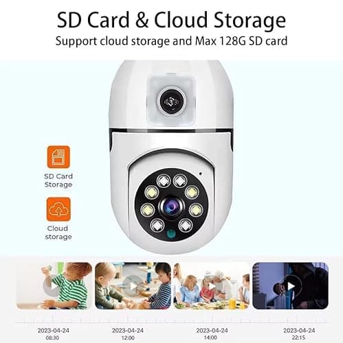 Guard Well 4MP/8MP Dual Lens WiFi Light Bulb Camera | Full HD | Color Night Vision | Motion Detection | Two Way Audio | Wireless Home Security Camera with Mobile App V380 Pro (Dual Lens Light Camera) 5
