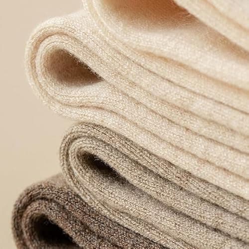 AVNISH Thigh High Socks for Women - Fluffy Over Knee Fuzzy Warm Extra Long Soft Compression Leg Stocking Casual Warmers Warm Thermal Wool Over Knee Winter Socks, Stretchy Cotton Blend Socks (Beige) 2
