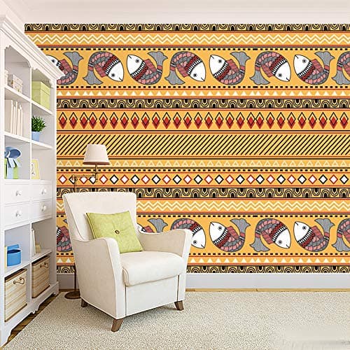 Color Solution Madhubani penting Floral Wallpaper Wall Sticker for Home Décor, Living Room, Bedroom, Hall, Kids Room, Play Room(Self Adhesive Vinyl, Water Proof) B010 (128 X 16 INCH) 2
